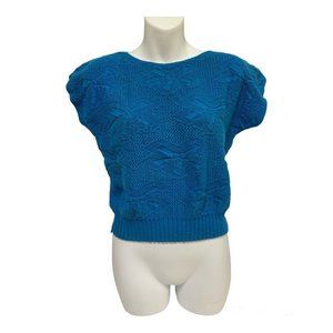 Vintage Gerard Works Womens Medium Blue Acrylic Sleeveless Sweater Knit Argyle